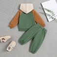 thumbnail image 4 of RMGVDSD Toddler Baby Boys Clothes Color Block Long Sleeve Hoodie Sweatshirt Tops Pants 2 Piece Set Kids Fall Winter Outfits Sweat Suit 6-12 Months, 4 of 9