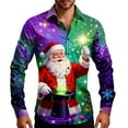 thumbnail image 2 of Fznquz Xmas Print Men's Big and Tall Button Up Shirt Red Long Sleeve Collared Shirt Christmas Winter Trendy Men Fashion, 2 of 3