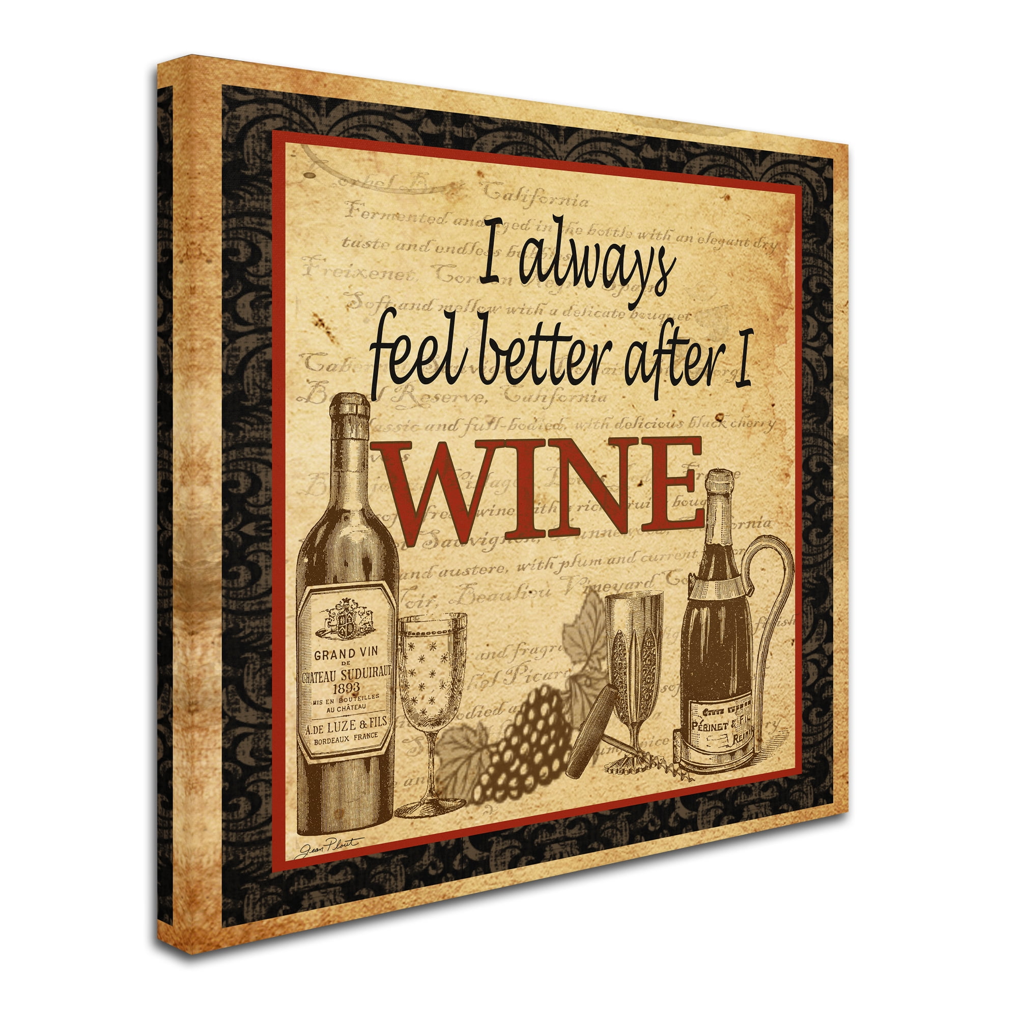 Trademark Fine Art 'Better After Wine' Canvas Art by Jean Plout
