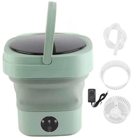 6.5L Washing Machine Simulated Hand Washing Foldable Washer Portable Folding Washer for Underwear Socks US Plug 100?240V Green