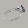 thumbnail image 3 of LBG British Made Solid 9k White Gold Natural Amethyst & Diamond Womens Anniversary Ring - 33 size options - Size 10.25, 3 of 6