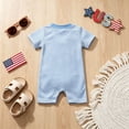 thumbnail image 3 of Curenmufel Summer Newborn Romper Baby Boy Baby Baby Boys Short Sleeve Rompers One-piece Coverall Set 0 3 6 9 12 18 24 Months (Blue,0-3 Months), 3 of 4