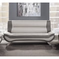thumbnail image 3 of Modern Contemporary Living Room 3pc Sofa Set Sofa Loveseat Chair Beige Gray PU Luxury Furniture, 3 of 7