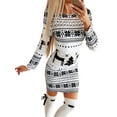 thumbnail image 3 of Smilkoo Christmas Elk Santa Claus Snowman Long Sleeve Casual Slim Mini Dress, 3 of 3