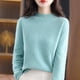 thumbnail image 4 of Suéter de lana sin costuras de primera línea, jersey de cuello alto medio para mujer, camisa de punto de cachemira adelgazante de moda, 4 of 5