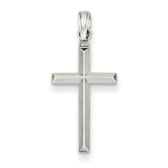 14k White Gold Hollow Latin Cross Pendant