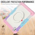 thumbnail image 4 of Case for iPad Pro 13 inch M4 2024/ M5 2025, 360 Rotating Stand Handle Pencil Holder Shoulder Strap Heavy Duty Shockproof Cover, Rainbow Pink, 4 of 7