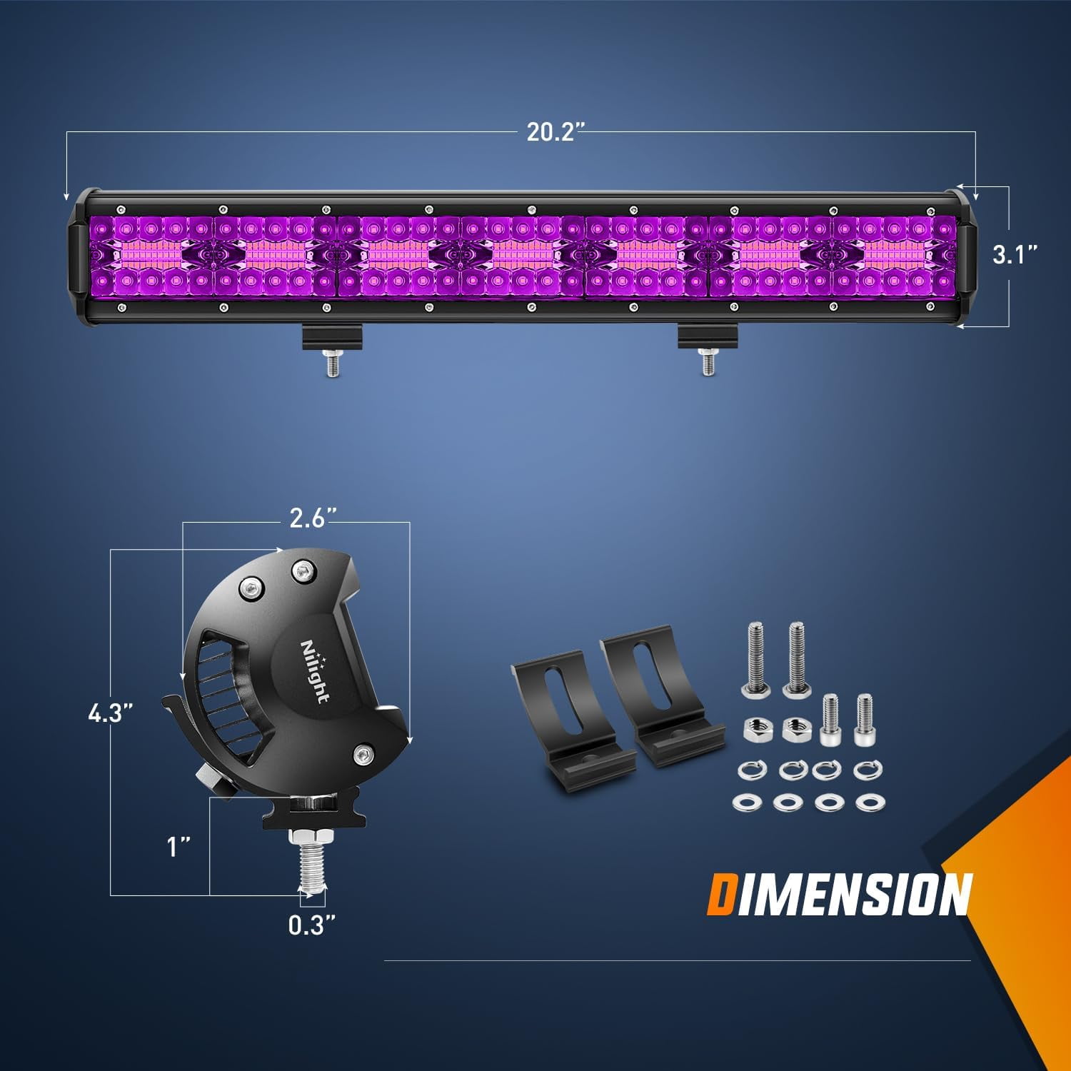 Nilight 20 Inch LED Light Bar Purple Triple Row 420W Flood Spot Combo Off Road Driving Decoration Neon Hunting Lighting for UTV Pick-up Van Boat Tractor