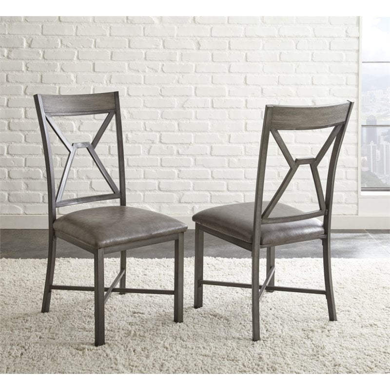 Bowery Hill Faux Leather Dining Side, Distressed Leather Dining Chairs