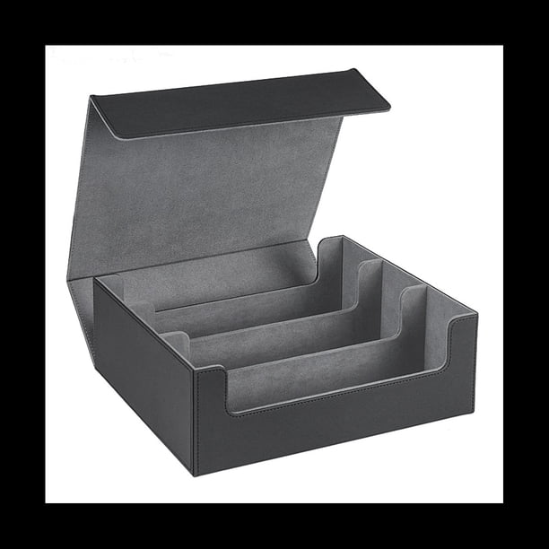 1800+ Card Deck Case para Trading Cards, Magnetic Card Storage Box Top Side-Loading Deck Case Game Cards Box Negro+Gris