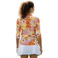 thumbnail image 3 of HUIACONG Retro Floral Print Women Golf Polo Shirts 3/4 Sleeve, Quarter Zip Golf Top for Golf, Tennis, Hiking, Running, Workout, 3 of 10
