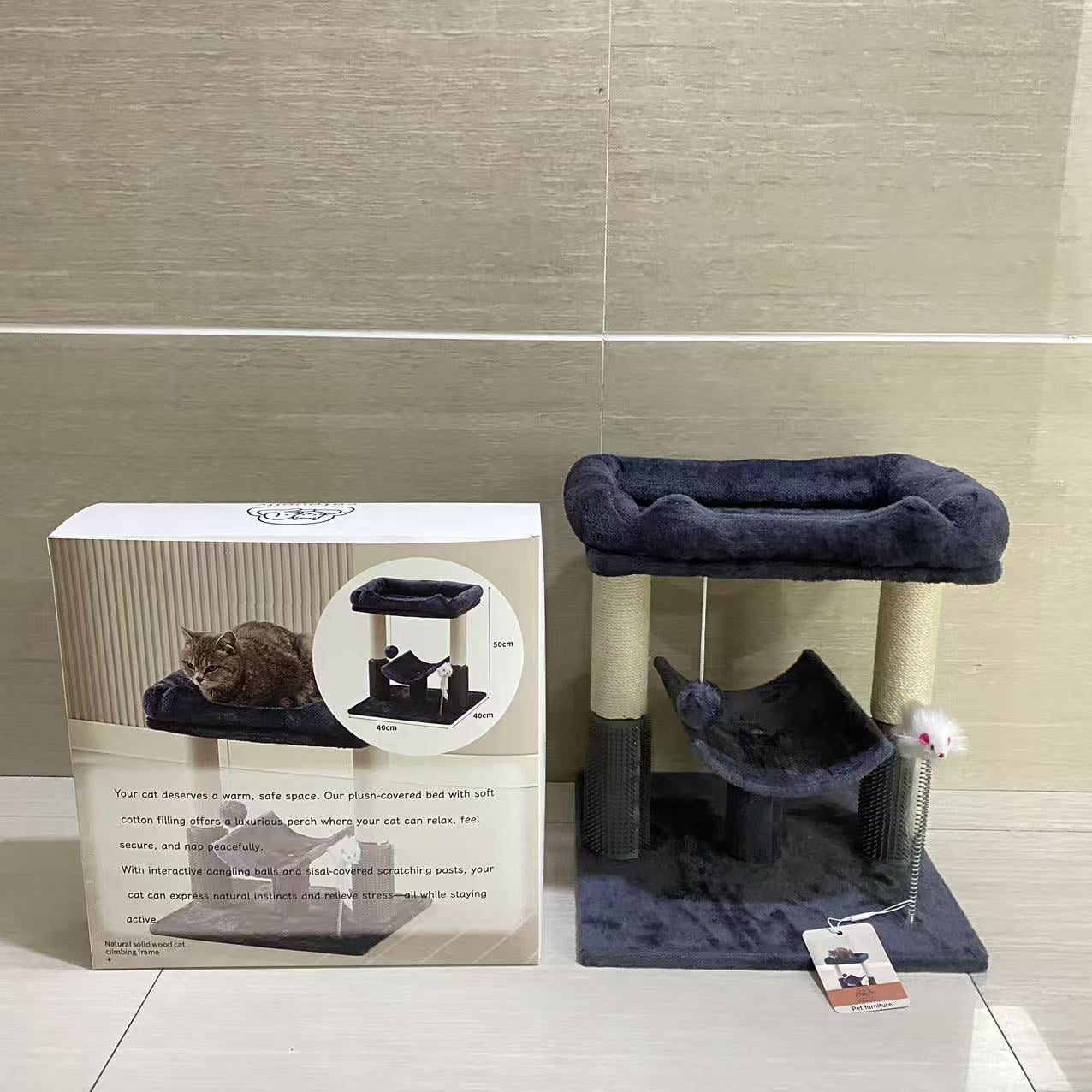 catpupliv Pet furniture,Cat Tree Tower for Indoor Cats, Tall Cat Scratching Post with Large Bed for Maine Coon Big Cats, Sisal Cat Scratcher with Soft Perch & Hammock, Removable Cover