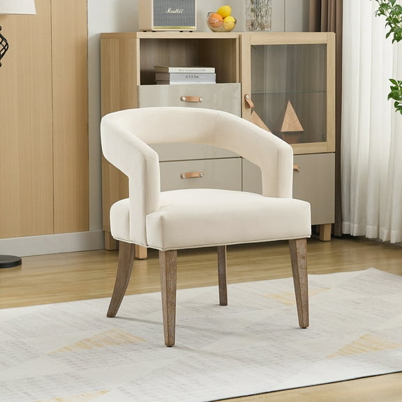 Elegant Curved Line Dining Chair With Gray Pu And Wooden Legs For Multiple Scenes Upholstered Stable Home Decor