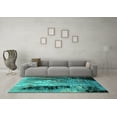 thumbnail image 3 of Ahgly Company Machine Washable Indoor Rectangle Oriental Turquoise Blue Industrial Area Rugs, 7' x 10', 3 of 4