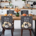 thumbnail image 3 of Hello Fall Chair Covers Set of 1 Thanksgiving Day Pumpkin Polka Dots Bow Chair Back Covers Stretch Removable Washable Slipcovers Protector for Dining Room Kitchen Party Decor, 3 of 5