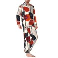 thumbnail image 2 of Naloa Modern Abstract Leaf Pattern Men’s Pajamas Set - Long Sleeve Button Down Sleep Shirt and Pajama Bottoms Sleepwear Set-Large, 2 of 7