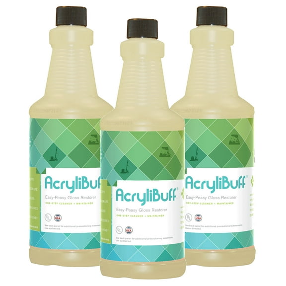 AcryliBuff Spray On Buff Floor Gloss Restorer, Liquid, Lemon-Lime Scent, 1 Quart (3-Pack)