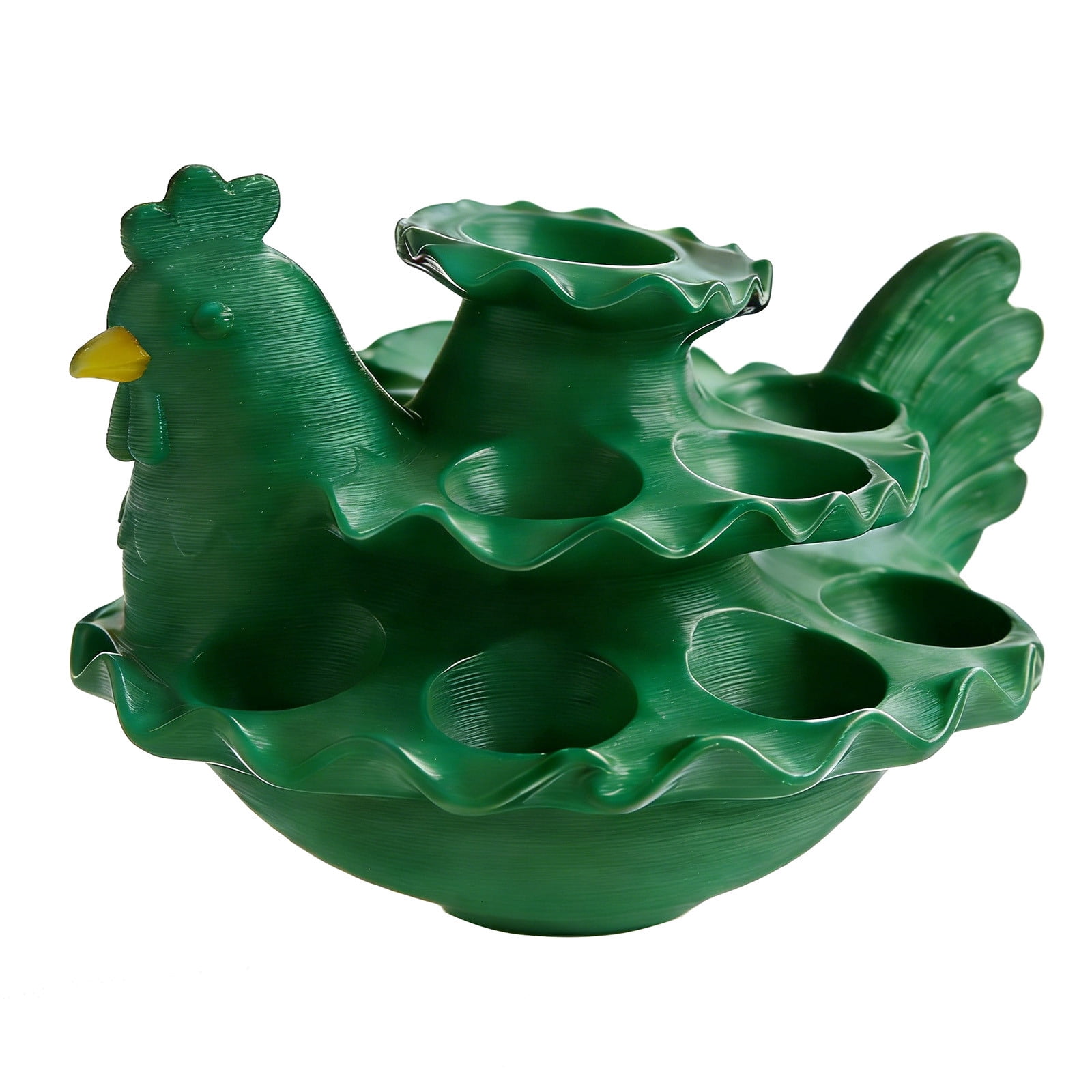 FYHALE Deviled Egg Easter Chicken Decorations, Plastic Easter Chicken Deviled Egg Platter, Reusable Holiday Deviled Oval Tray, Deviled Egg Containers Holder, Green Chicken Shaped Eggs Holder