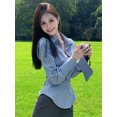 thumbnail image 3 of Camisas de manga larga para mujer, a rayas, para oficina, ajustadas, francesas, versátiles, para el tiempo libre, moda urbana, sencillas, clásicas, de primavera y con estilo., 3 of 6
