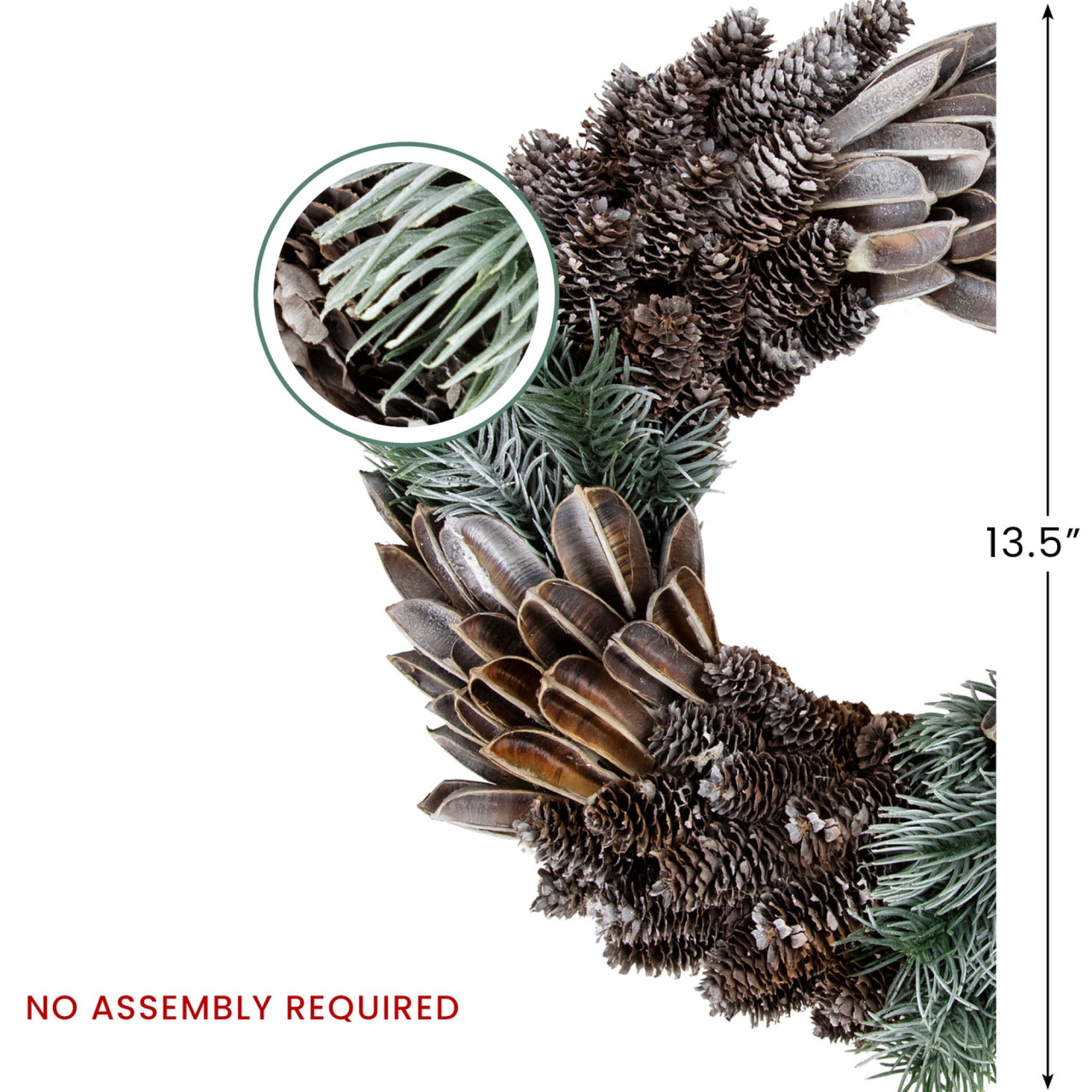 Northlight Brown and Green Pine Needle and Pine Cone Artificial Christmas Wreath, 13.5-Inch, Unlit