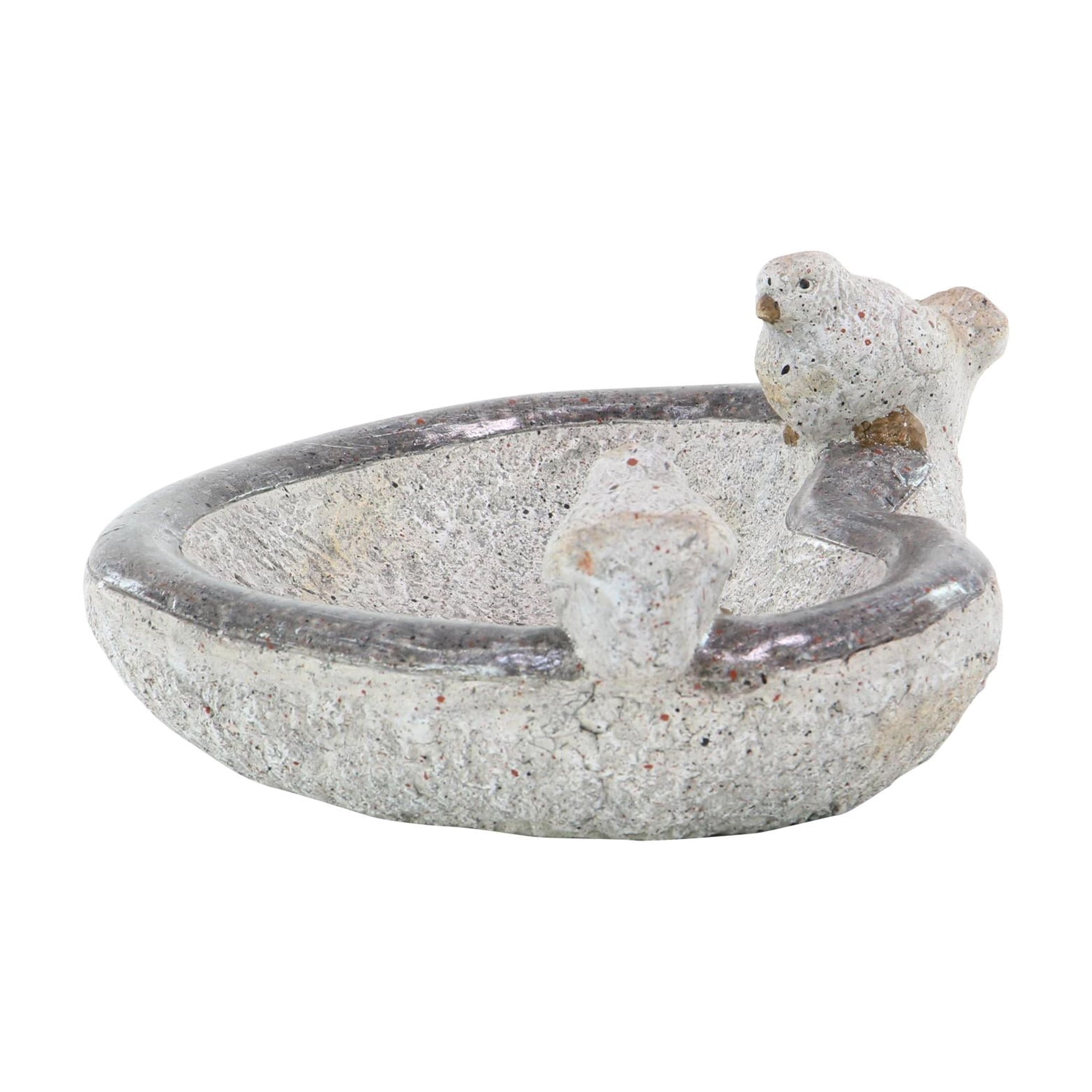 DecMode 6" Indoor Outdoor Bird Garden Sculpture with Bath Bowl