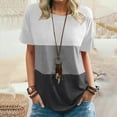 thumbnail image 2 of Leutsin T-shirt Ample à Col Rond pour Femmes, Décontracté, à Coutures, à Contraste de Couleurs, 2 of 6