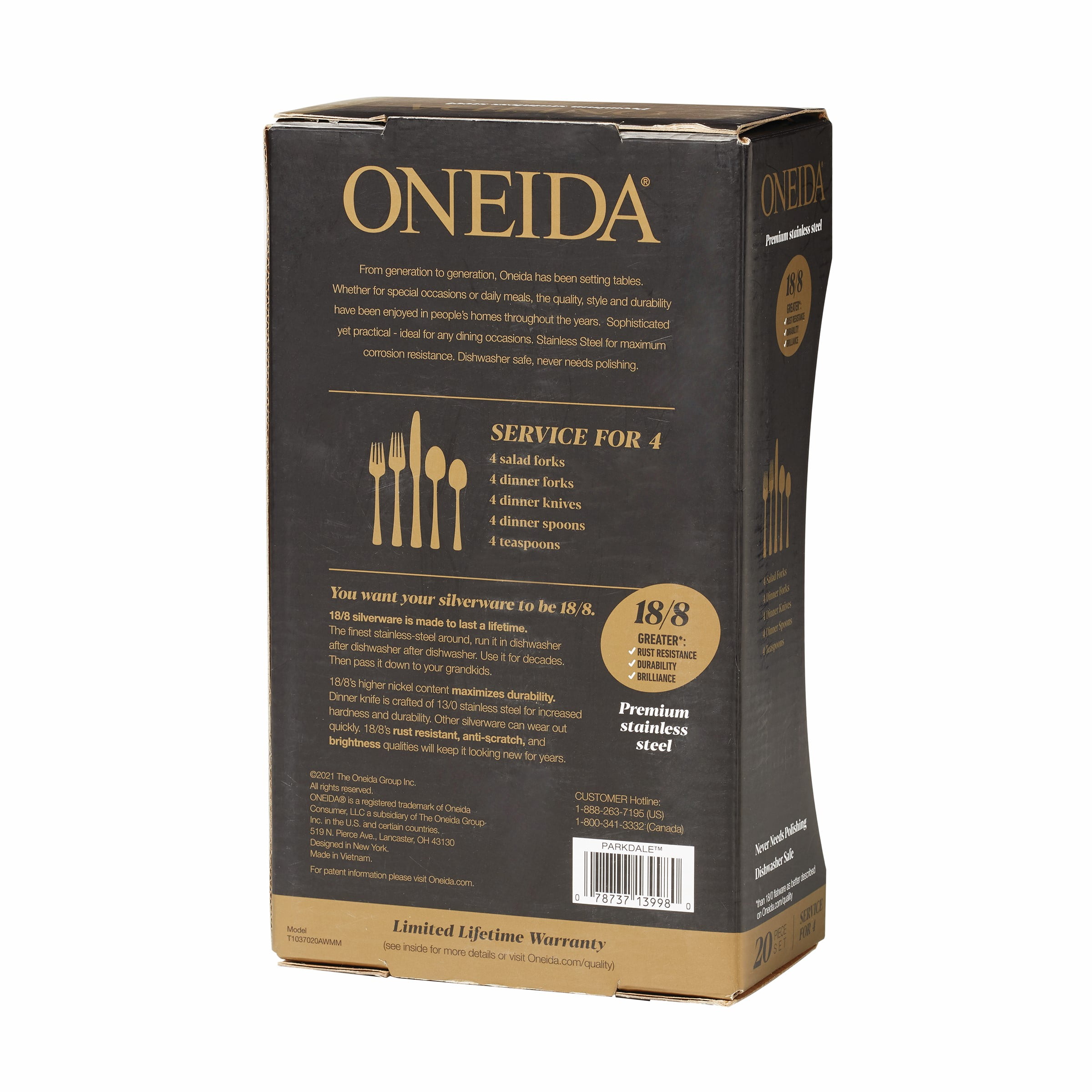 Oneida Parkdale 20-Piece Silverware Set, Stainless-Steel (Service for 4)