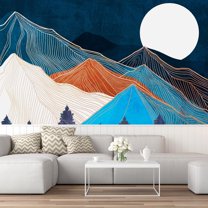 Idea4wall 5pcs Watercolor Granite Marble Mountain Forest Nature Wilderness Stick Wallpaper Removable Wall Murals Large Wall Stickers for Home Decoration, 72"x120"