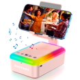 thumbnail image 1 of Soporte para teléfono celular con altavoz Bluetooth JTEMAN, color rosa claro, 1 of 7