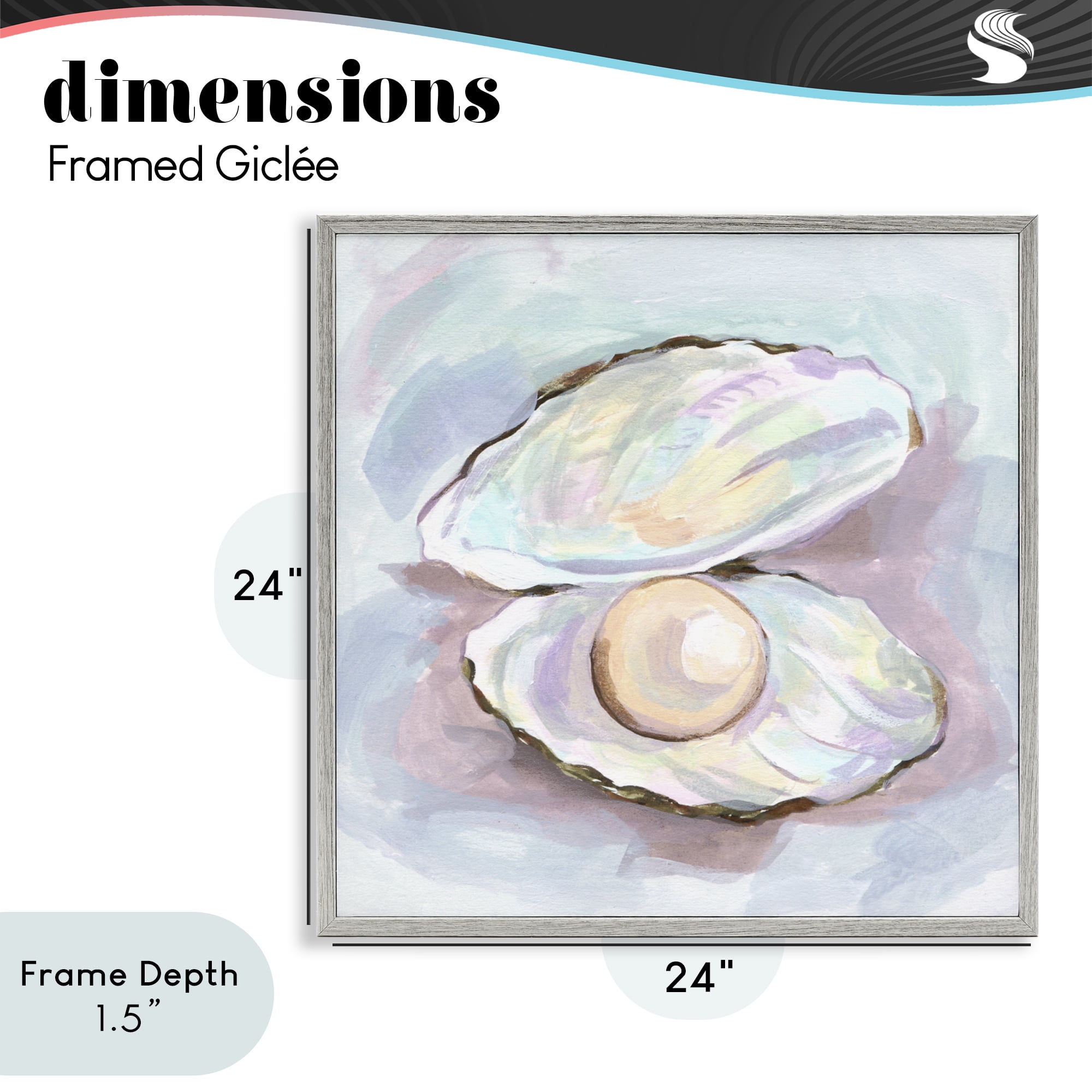 Stupell Industries Silent Opal Clam Pearl Gray Framed Giclee Art, design by Melissa Wang