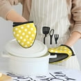 thumbnail image 6 of Pofeuu Yellow And White Polka Dot Print Thickened Mini Silicone Oven Mitts Heat Resistant, Rubber Oven Mitt Gloves, Finger Pinch Grips, Pot Holder, Silicone Potholder, 6 of 7