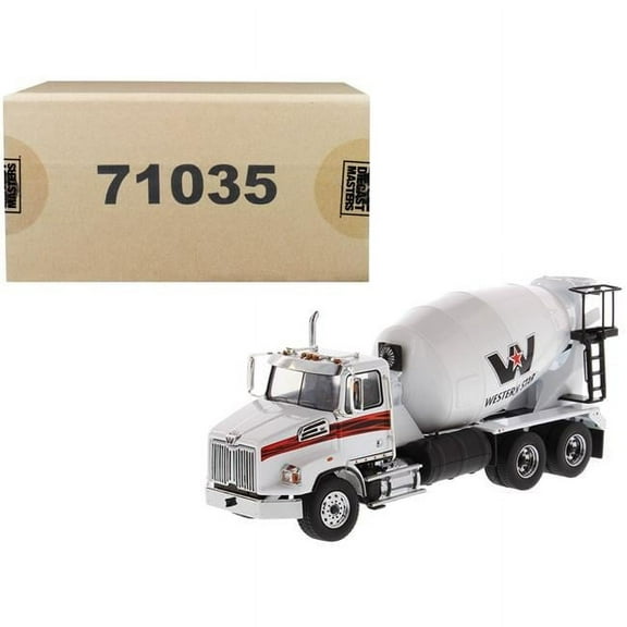 Diecast Masters 71035 Western Star 4700 SB Concrete Mixer Truck White 1-50 Diecast Model