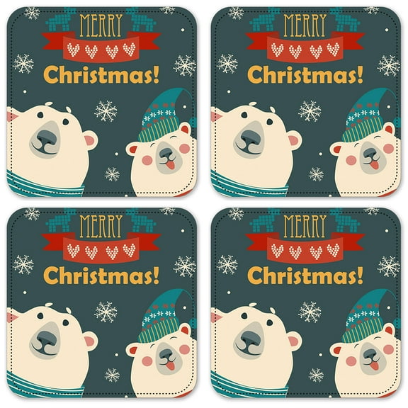 Vinyl Drink Coasters - Set of 4 - Polar Bears