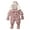 Pink, variant on Newborn Girls Winter Snowsuit Fleece Lined Warm Romper Hooded Jumpsuit, Sizes 0-3M