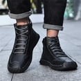 thumbnail image 5 of Domuza Hand Stitched Leather Men's Chukka Ankle Boots, Classic Lace-Up Mid Top Casual Shoes, Built-In Arch Support Wide Toe Design, Waterproof Non-Slip Durable Sneakers Black 8 (EU-41), 5 of 7