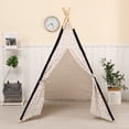thumbnail image 3 of Indian Teepee Tent Kids play tent teepee tent for kids,play house,indoor ourdoor teepee tent/play house,100% Natural Cotton Linen Canvas Teepee Tent, Perfect for Gift(Black Window), 3 of 7