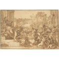thumbnail image 2 of Hans Rottenhammer 14x11 Gold Ornate Wood Frame and Double Matted Museum Art Print Titled - Rape of the Sabines (1600), 2 of 4