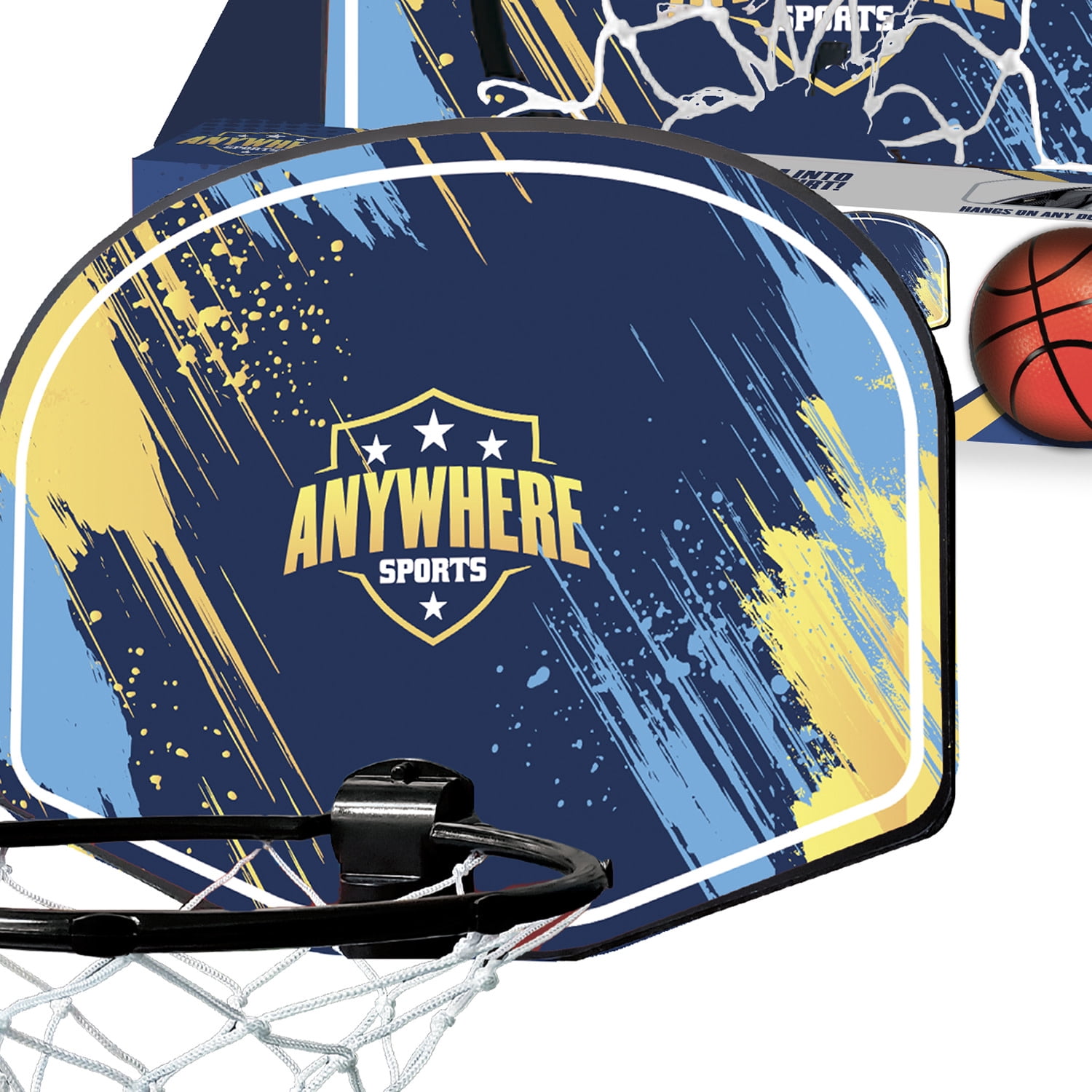 Anywhere Sports: Hot Shot Basketball Hoop - 6" Silent Foam Ball, Over-The-Door Backboard, Clip-On Mount, Indoor-Outdoor, Quiet Sports Play, Kids 3+