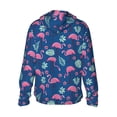 thumbnail image 3 of Uemuo Plants And Flamingos Pattern Women's Full Zip UPF 50+ Sun Protection Hoodie Jacket Long Sleeve Sun Shirt Hiking Outdoor Performance with Pockets-X-Large, 3 of 9