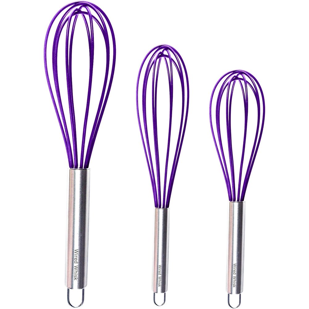 Wired Whisk Silicone Whisk Set of 3 Stainless Steel & Silicone