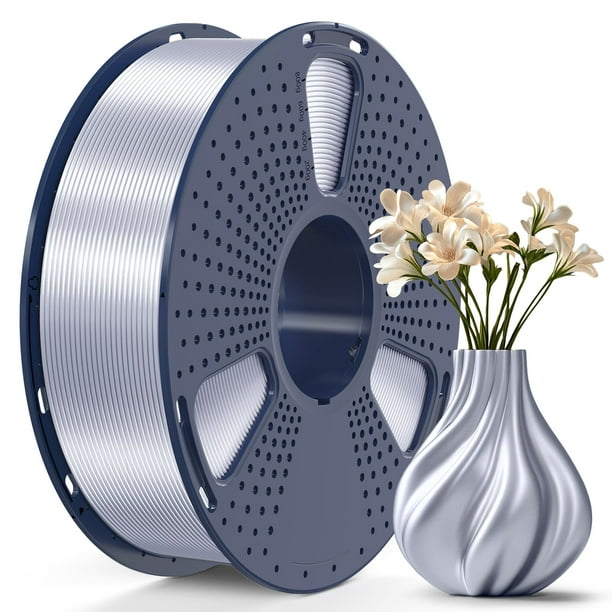 Filamento para impresora 3D SUNLU Shiny Silk PLA, 1,75 mm, plata, 1 kg