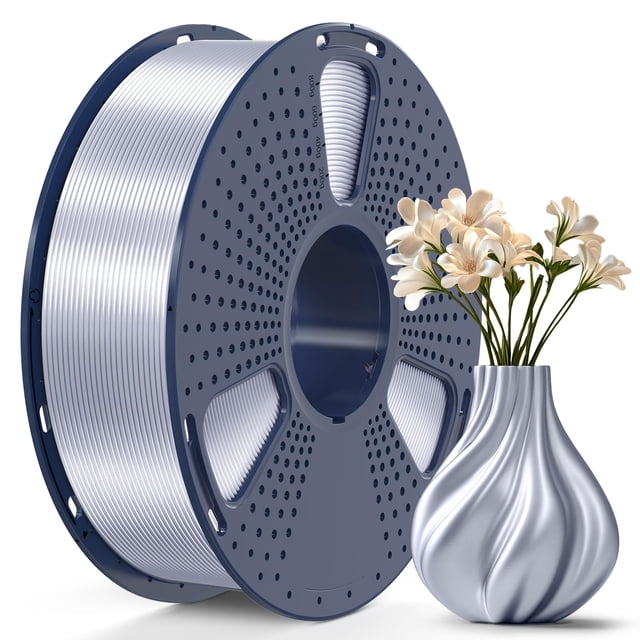 Filamento para impresora 3D SUNLU Shiny Silk PLA, 1,75 mm, plata, 1 kg