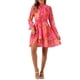 thumbnail image 2 of Vestido Mini Casual de Chifón con Cuello Fruncido y Volantes para Mujeres Chic Floral de Manga Larga Color Rosa Fucsia XL, 2 of 6
