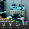 thumbnail image 3 of Zimtown Headboard for Twin Size Bed with Storage, Linen Upholstered Head Board with LED Light and Charging Station, White, 3 of 12