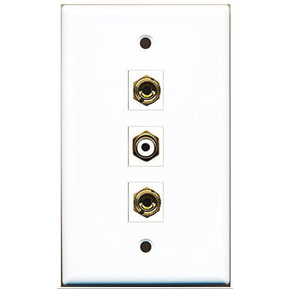 RiteAV - 1 Port RCA White 2 Port Banana Speaker Wall Plate