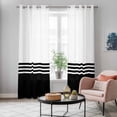 thumbnail image 5 of Black White Striped Kitchen Curtains 84 Inch Length, Modern Abstract Art Aesthetics Grommet Top Bedroom Living Room Curtains, Light Filtering Cafe Curtain Drapes 2 Panels Set 84''x84'', 5 of 9