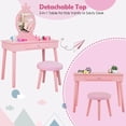thumbnail image 3 of Veanerwood Kids Vanity Table & Stool Princess Dressing Makeup Set for Girls, Lighted Mirror, Pink, 3 of 12