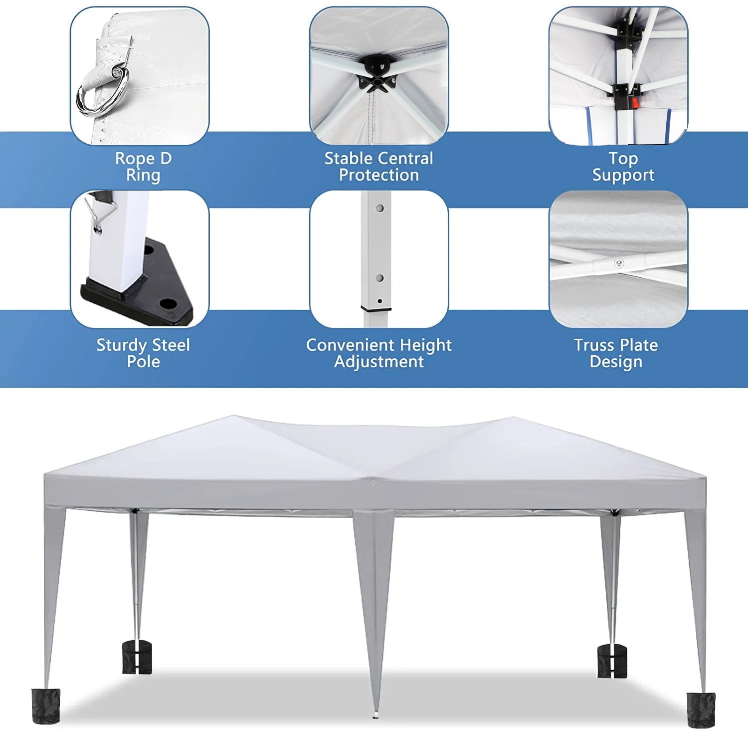 Aimee Lii 118"x235" Pop Up Tent, Backyard Canopy Gazebo with Sidewalls, Outdoor Patio Awnings for Party Camping BBQ Events, White Aimee Lii 118"x235" Pop Up Tent, Backyard Canopy Gazebo with Sidewalls, Outdoor Patio Awnings for Party Camping BBQ Events, White