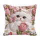 thumbnail image 2 of CaiYueKe Cute Cat Embroidery Pillow Cover - Flocked Velvet Decorative Throw Cushion Sofa Bedroom Living Room Accent Pillowcase, Faux Embroidery Animal Pattern Home Decor Gift for Women, 2 of 7