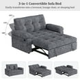 thumbnail image 3 of Homfa Modern Sleeper Sofa with Pull-Out Bed, Space-Saving Loveseat with USB Charging Port & 4 Side Storage Pockets & Cushions for Living Room Apartments, Chenille Fabric, Dark Gray, 3 of 11